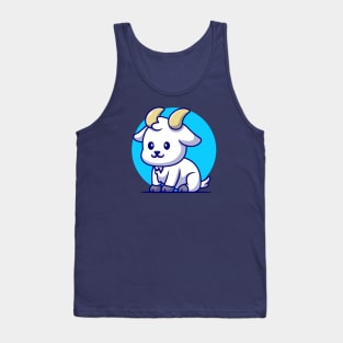 Cute Goat sitting Cartoon Tank Top